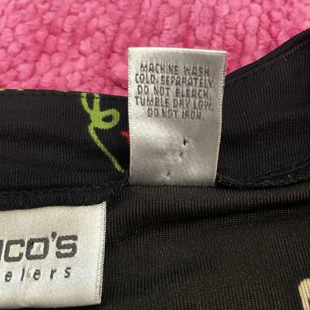 Chico’s Travelers Lightweight Cardigan Topper Jacket Black Tropical Size 1 (M/8)